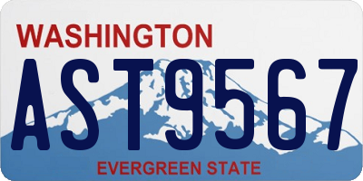 WA license plate AST9567