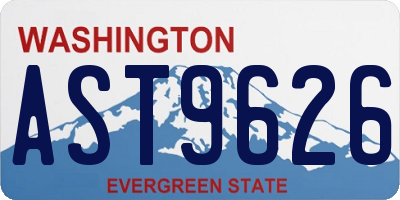 WA license plate AST9626