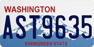 WA license plate AST9635