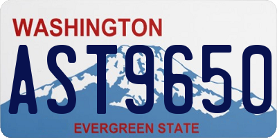 WA license plate AST9650