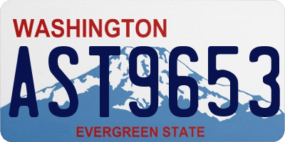 WA license plate AST9653