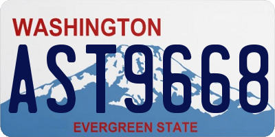 WA license plate AST9668