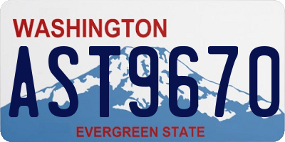 WA license plate AST9670