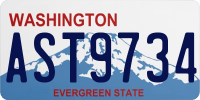 WA license plate AST9734