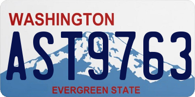 WA license plate AST9763
