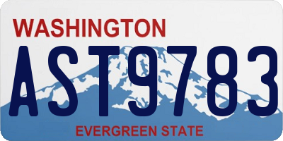 WA license plate AST9783