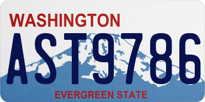 WA license plate AST9786