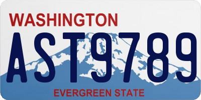 WA license plate AST9789