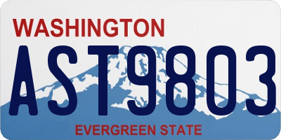 WA license plate AST9803