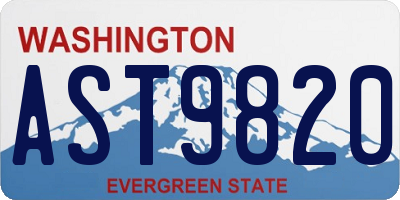 WA license plate AST9820