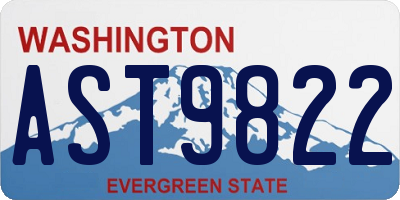 WA license plate AST9822