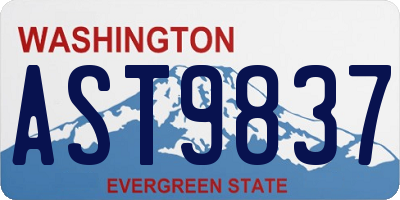 WA license plate AST9837