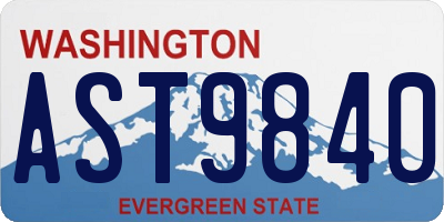 WA license plate AST9840