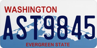 WA license plate AST9845