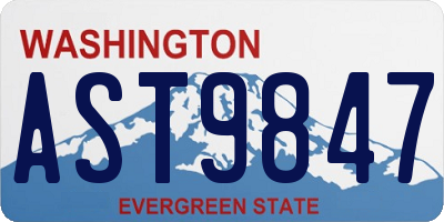WA license plate AST9847