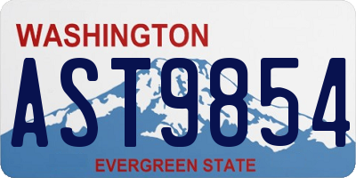 WA license plate AST9854