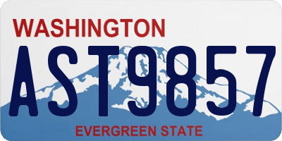 WA license plate AST9857