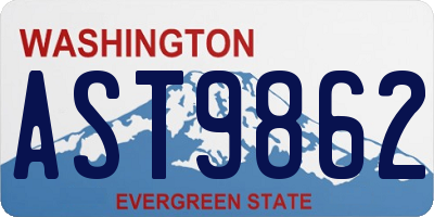 WA license plate AST9862
