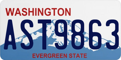 WA license plate AST9863