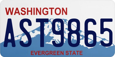 WA license plate AST9865