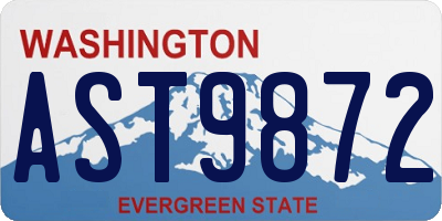 WA license plate AST9872