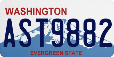 WA license plate AST9882