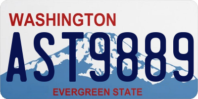 WA license plate AST9889