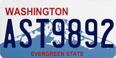 WA license plate AST9892