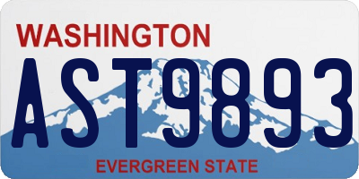 WA license plate AST9893