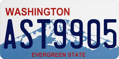 WA license plate AST9905