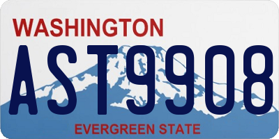 WA license plate AST9908
