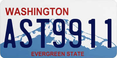 WA license plate AST9911