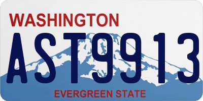 WA license plate AST9913