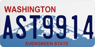 WA license plate AST9914