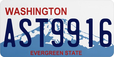 WA license plate AST9916