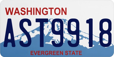 WA license plate AST9918