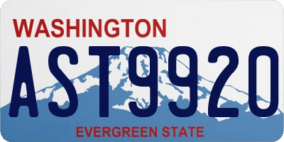 WA license plate AST9920