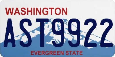 WA license plate AST9922