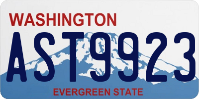WA license plate AST9923