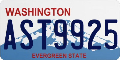 WA license plate AST9925
