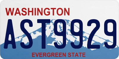 WA license plate AST9929