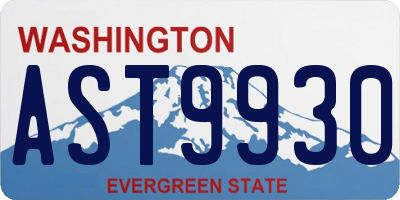 WA license plate AST9930