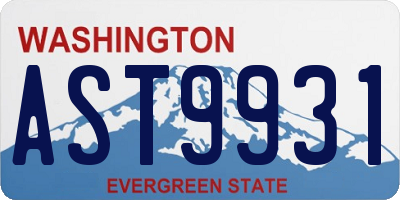 WA license plate AST9931