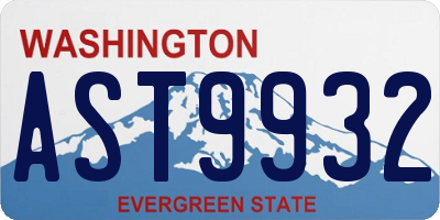 WA license plate AST9932