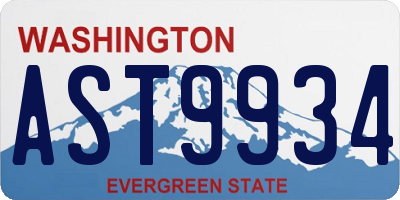 WA license plate AST9934
