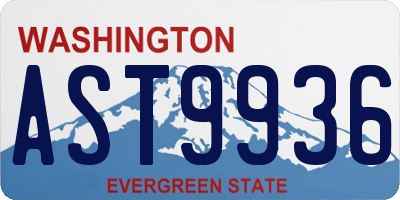 WA license plate AST9936
