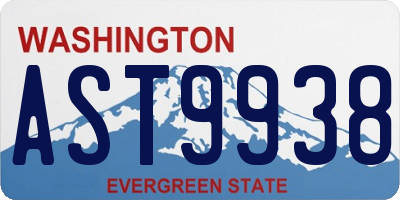 WA license plate AST9938