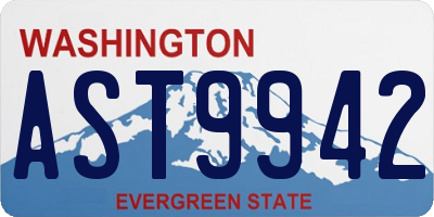 WA license plate AST9942