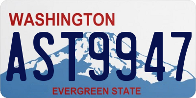 WA license plate AST9947