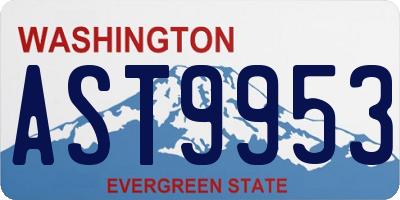 WA license plate AST9953
